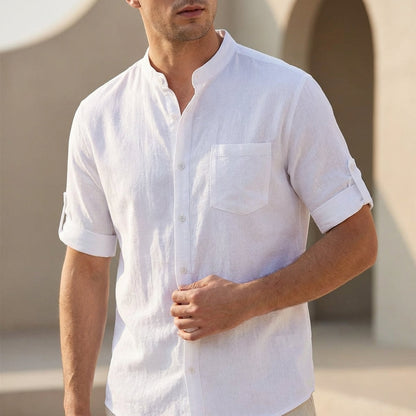 Men's Band Collar Shirt Relaxed Fit