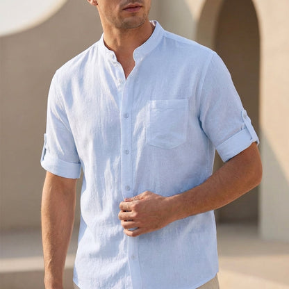 Men's Band Collar Shirt Relaxed Fit