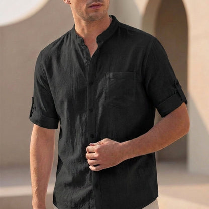 Men's Band Collar Shirt Relaxed Fit