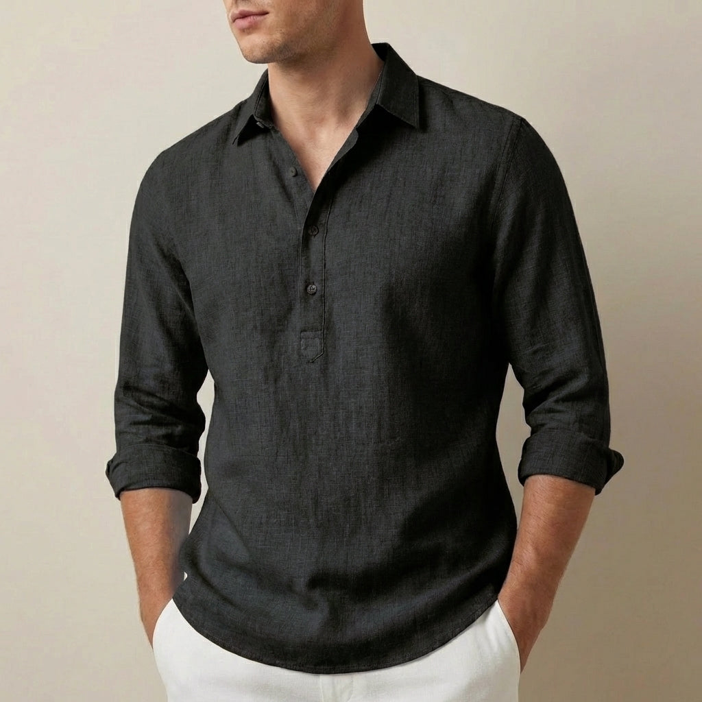 Men's Collared Henley Shirt Relaxed Fit