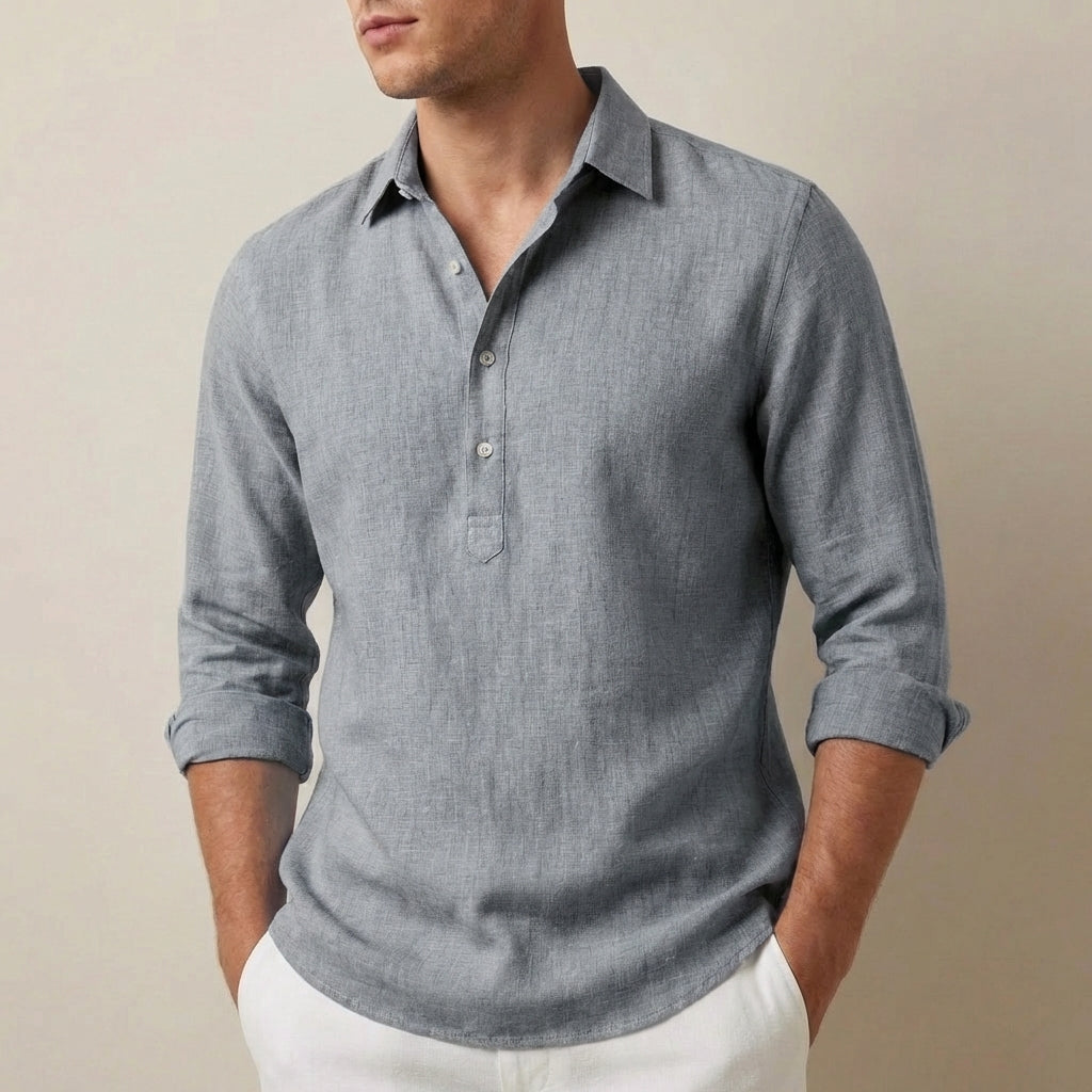 Men's Collared Henley Shirt Relaxed Fit