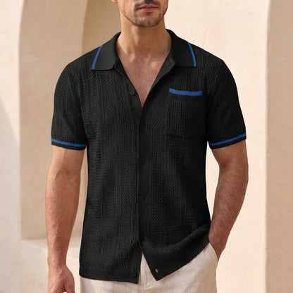 Men's Striped Knit Polo Shirt Relaxed Fit