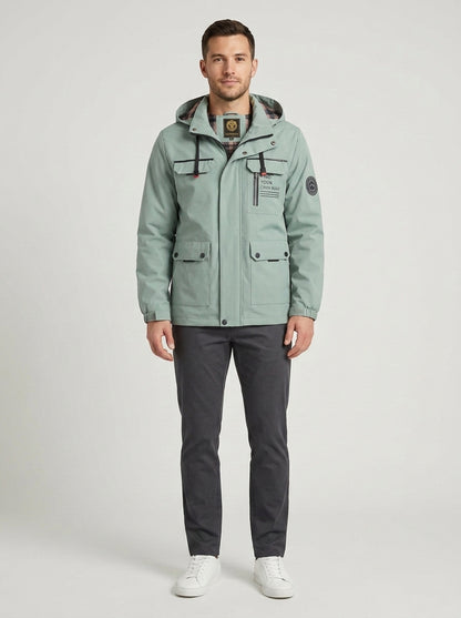 Alexander | Men's Winter Jacket Hooded Utility Insulated Padded Warm Zip Functional Casual Everyday Cold-Weather Outerwear - Front [Lystr 6a7ecad0d06a72dd9f9ffd22:front]