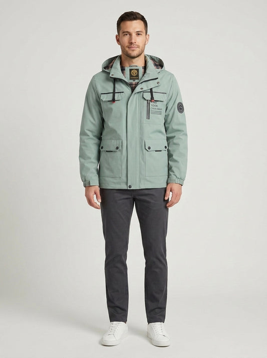 Alexander | Men's Winter Jacket Hooded Utility Insulated Padded Warm Zip Functional Casual Everyday Cold-Weather Outerwear - Front [Lystr 6a7ecad0d06a72dd9f9ffd22:front]