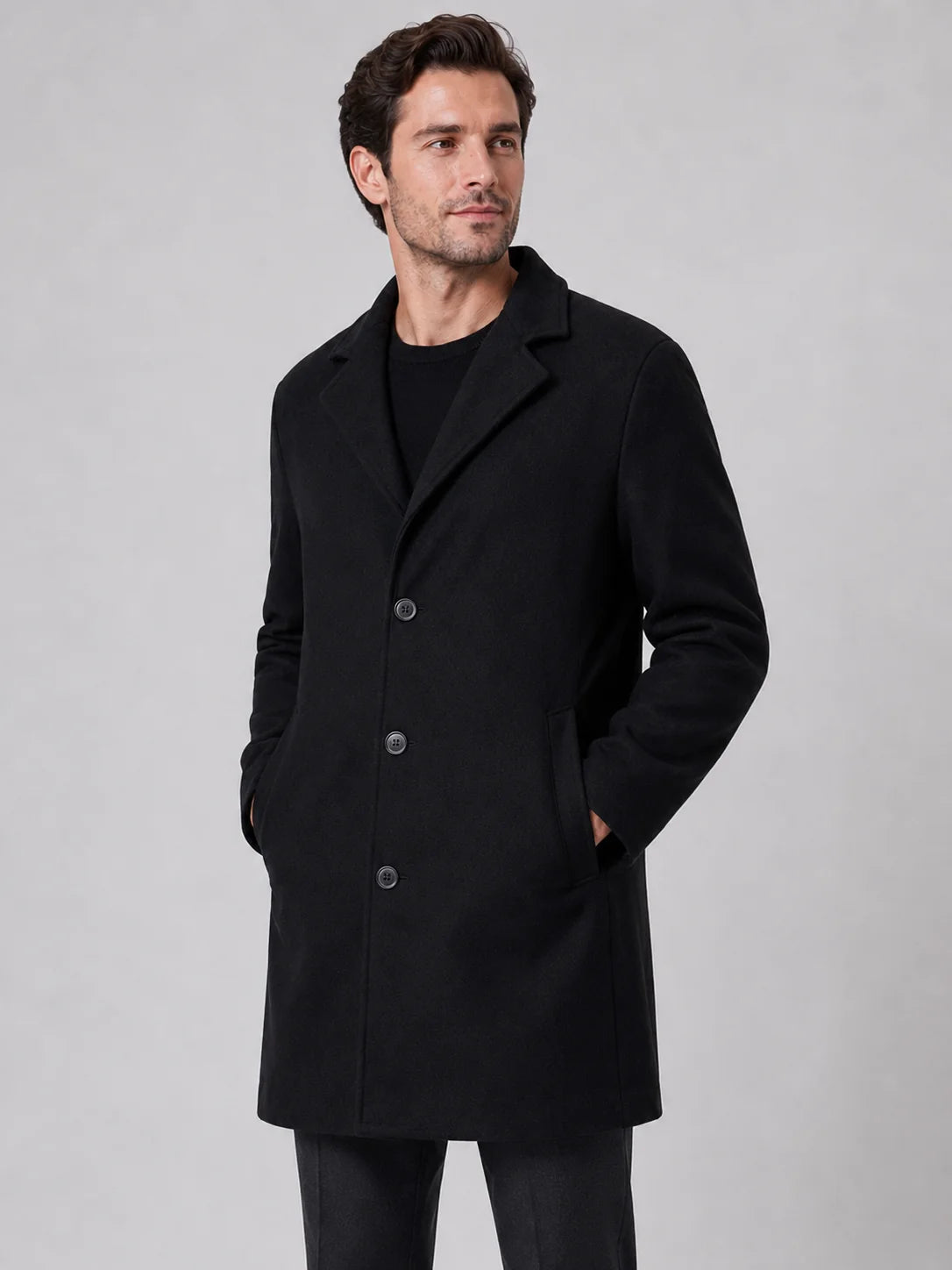 Bryan | Men's Overcoat Single-Breasted Tailored Smart Casual Structured Longline Warm Refined Business Everyday Autumn Winter