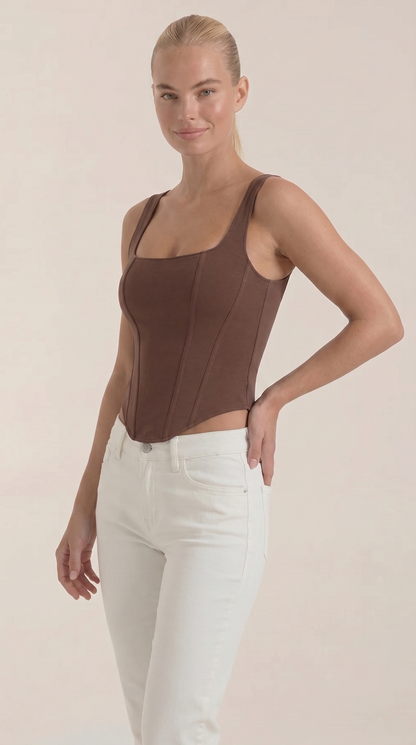 Women's Corset-Inspired Top with Square Neckline and Wide Straps