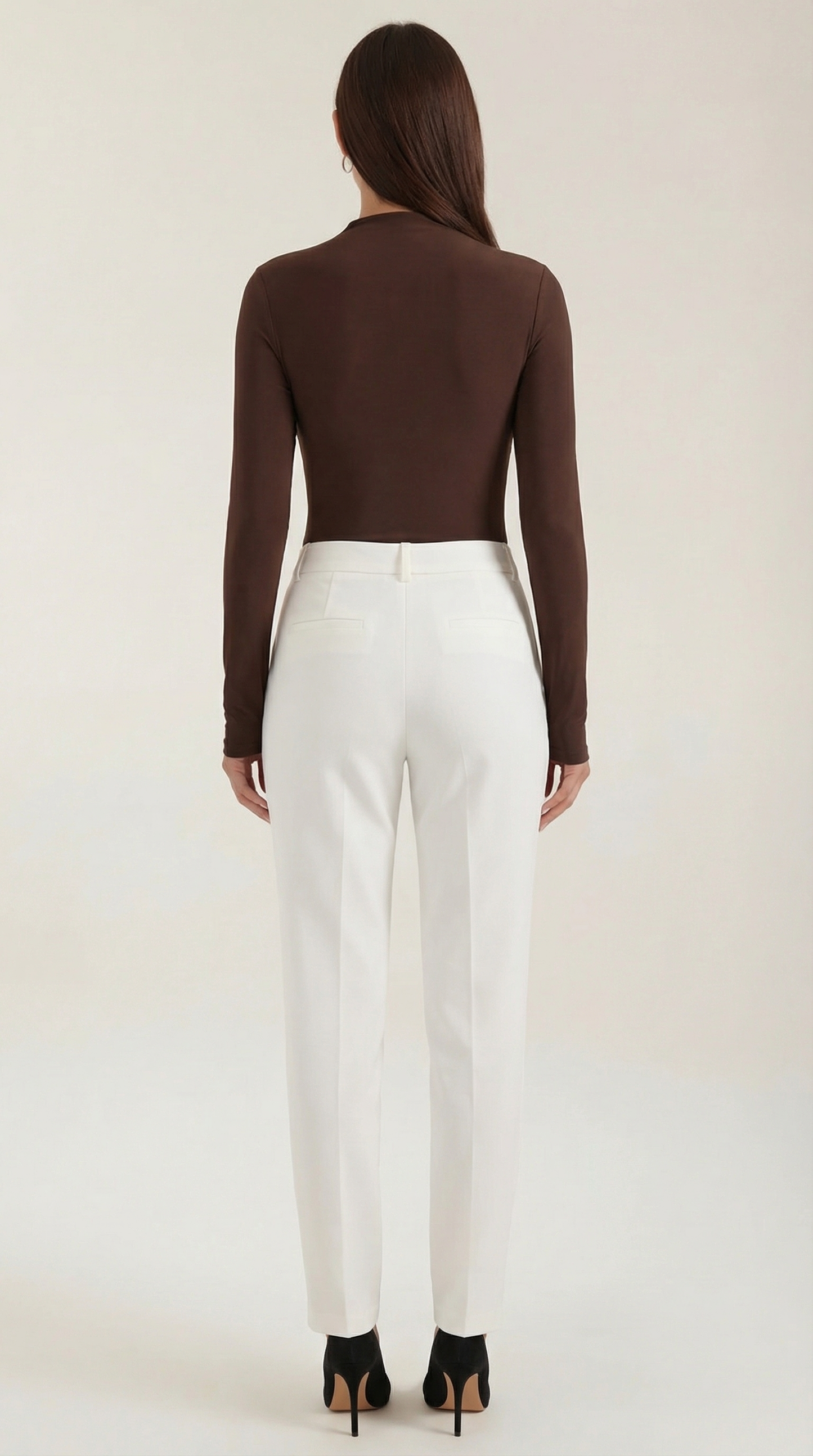 Women's Long Sleeve Top with Slim Mock Neck and Side Drape Detail