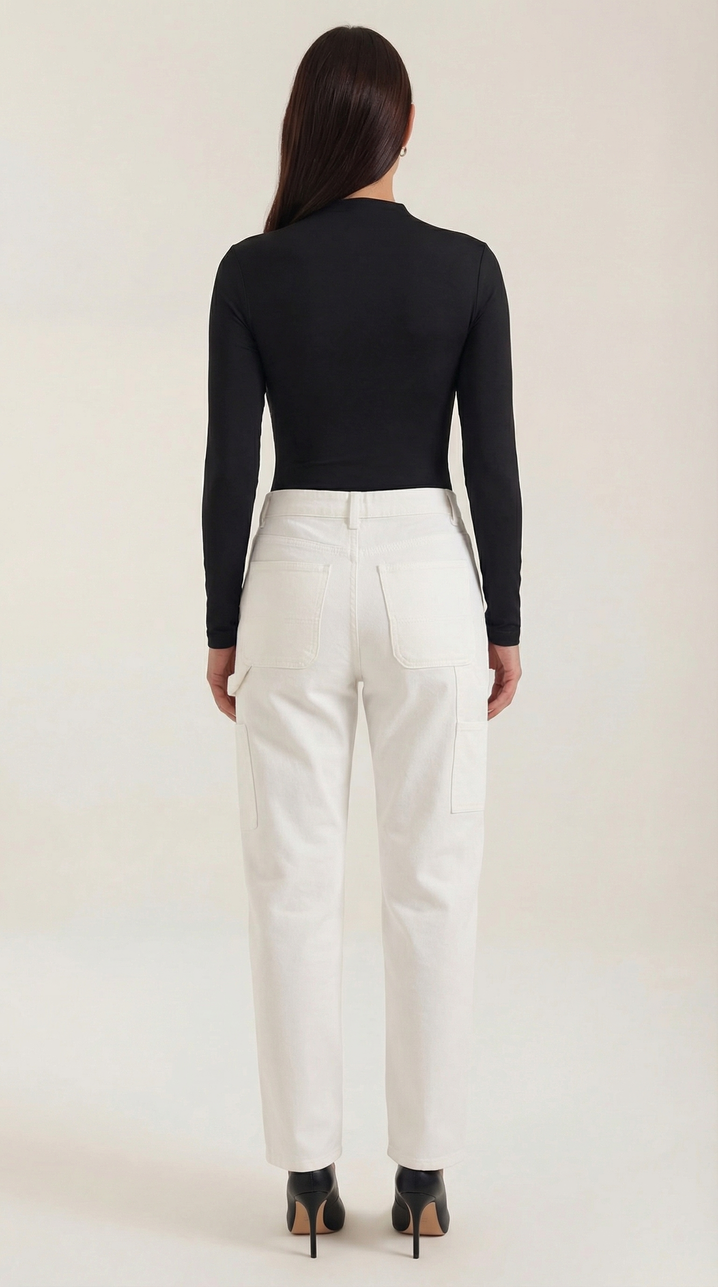 Women's Long Sleeve Top with Slim Mock Neck and Side Drape Detail