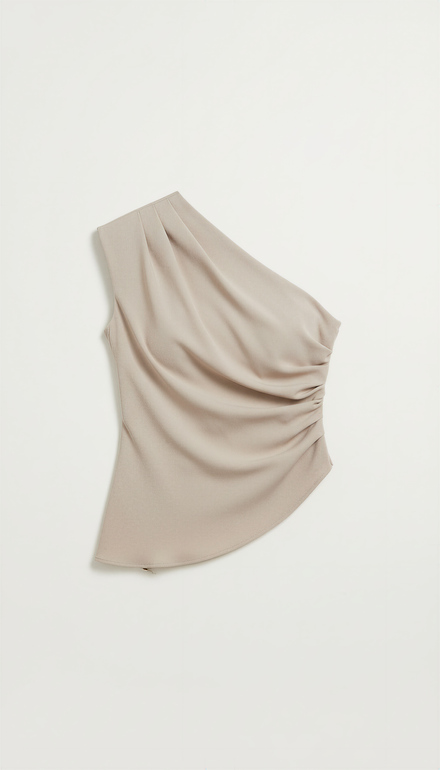 Women's Sleeveless One-Shoulder Top with Side Ruching and Asymmetric Hem