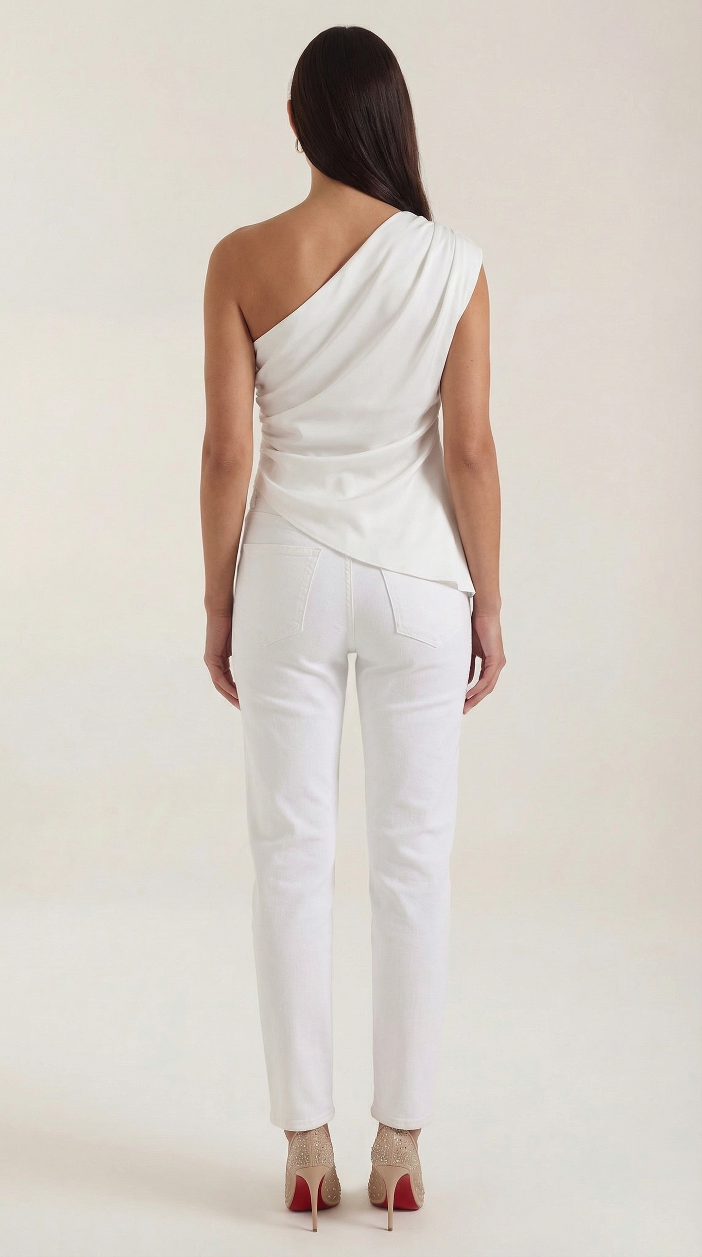 Women's Sleeveless One-Shoulder Top with Side Ruching and Asymmetric Hem