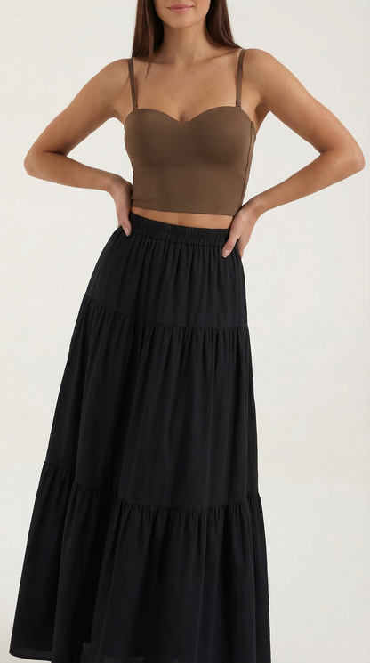 Women's Spaghetti Strap Crop Top with Heart Neckline and Fitted Silhouette