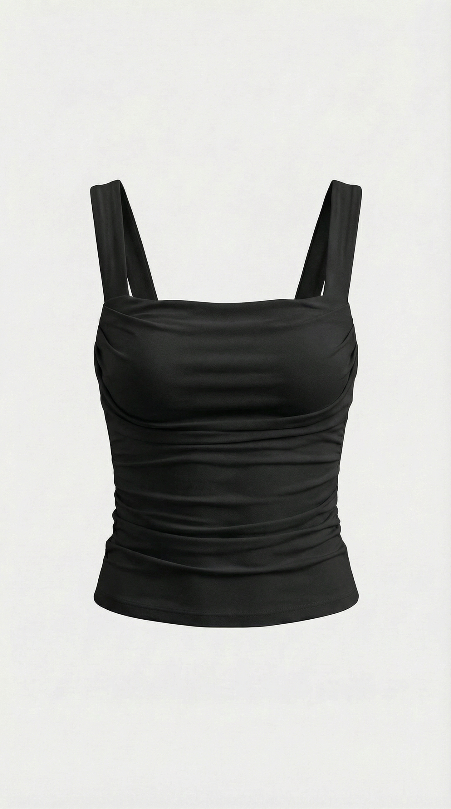 Women's Tank Top with Square Neckline and Side Ruching