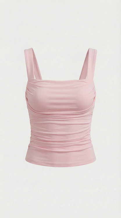 Women's Tank Top with Square Neckline and Side Ruching
