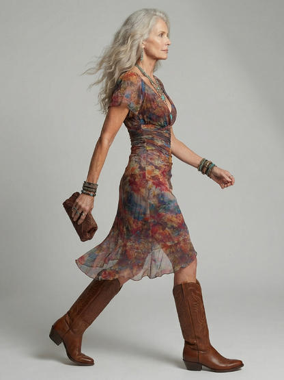 Women's Halter Neck Midi Dress Floral Print