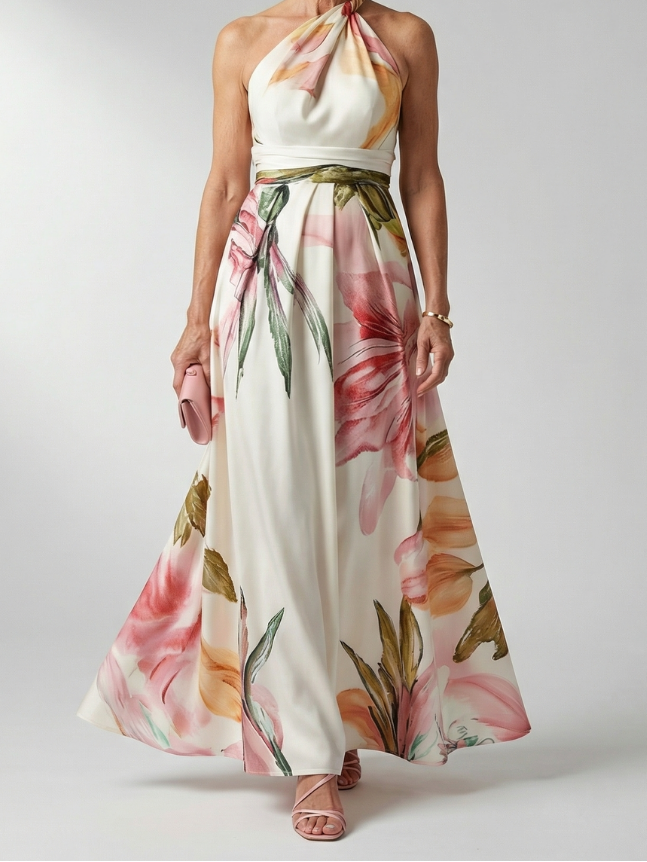 Women's Light Floral Print Maxi Dress