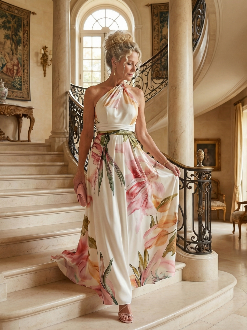 Women's Light Floral Print Maxi Dress