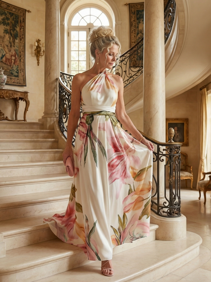 Women's Light Floral Print Maxi Dress