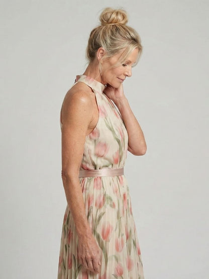 Women's Halter Neck Floral Print Midi Dress