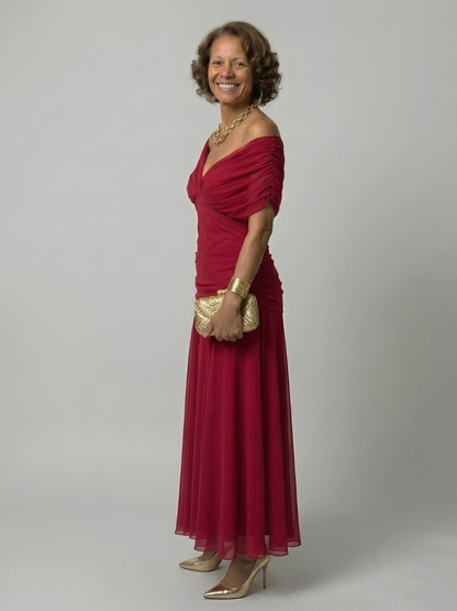 Women's Off Shoulder Flowing Midi Dress