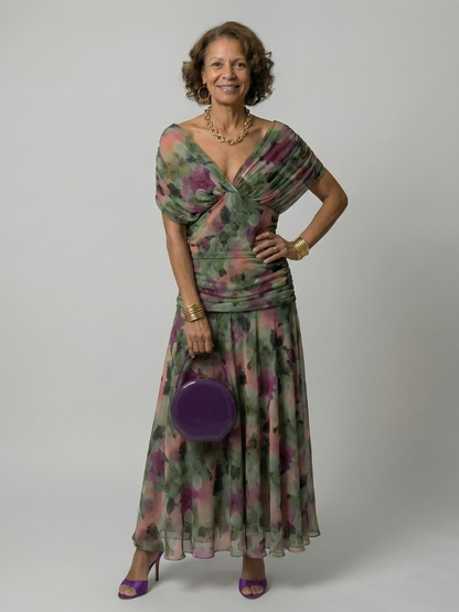 Women's Off Shoulder Flowing Midi Dress