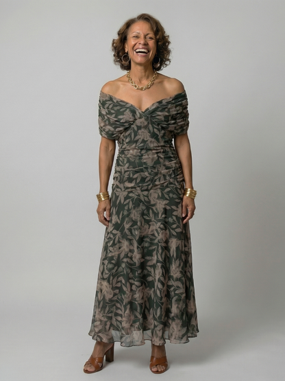 Women's Off Shoulder Flowing Midi Dress