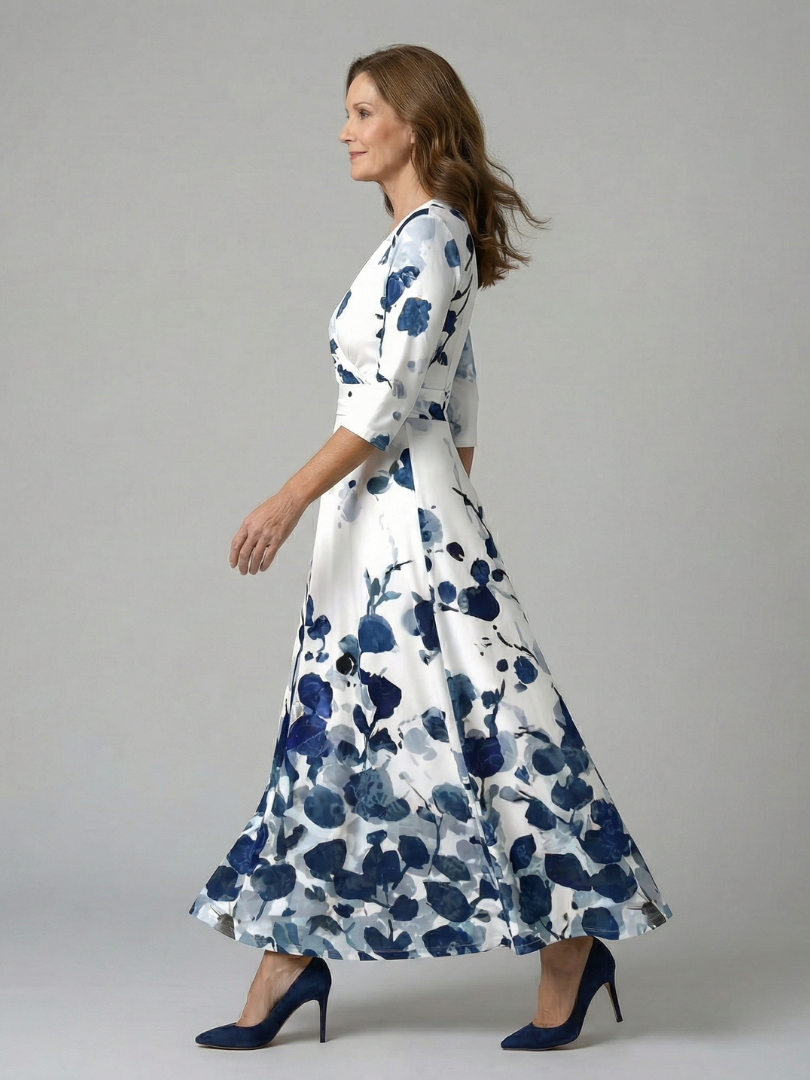 Women's Cross Wrap Neck Midi Dress