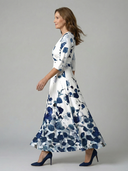 Women's Cross Wrap Neck Midi Dress