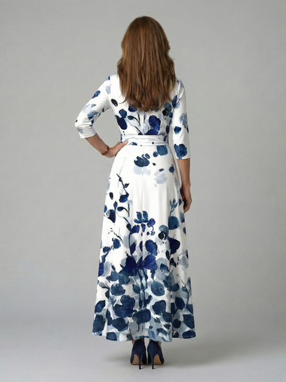 Women's Cross Wrap Neck Midi Dress