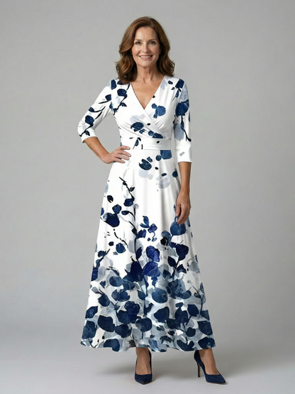 Women's Cross Wrap Neck Midi Dress