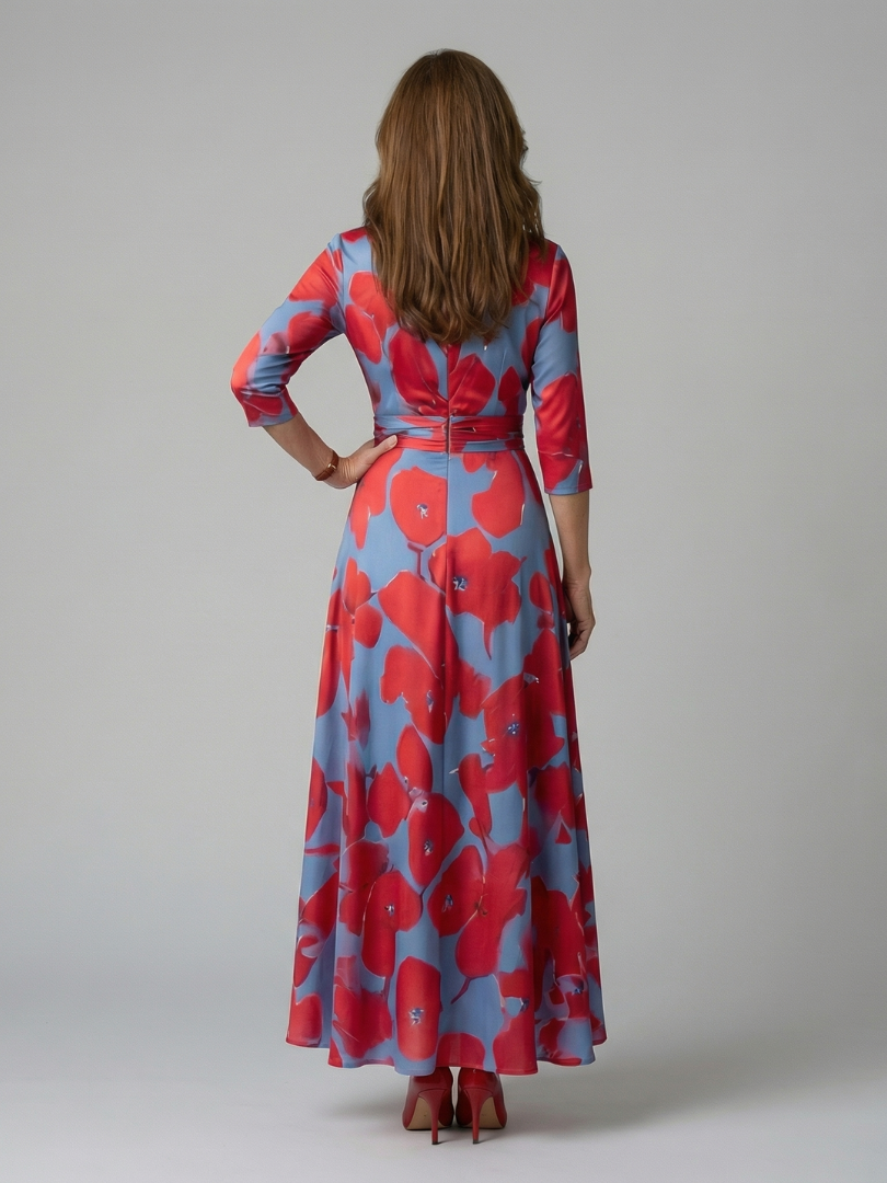 Women's Cross Wrap Neck Midi Dress