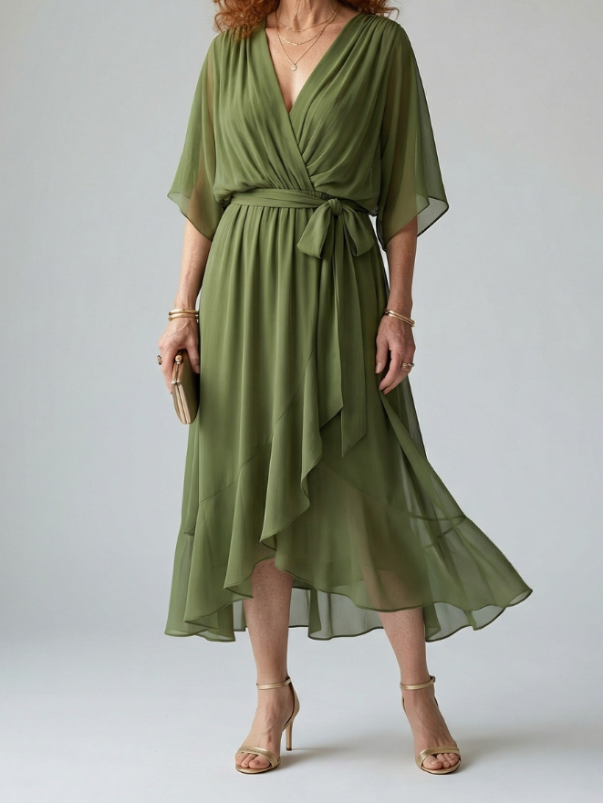 Women's Light Drape Midi Dress