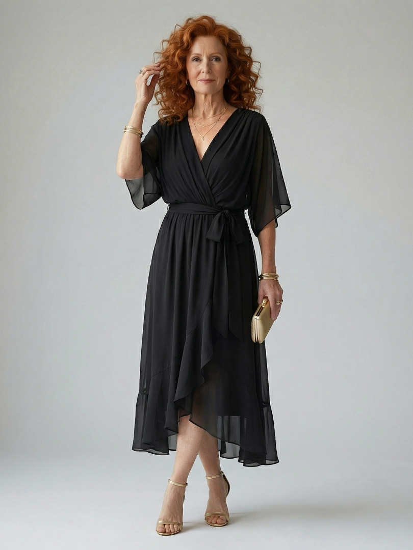 Women's Light Drape Midi Dress