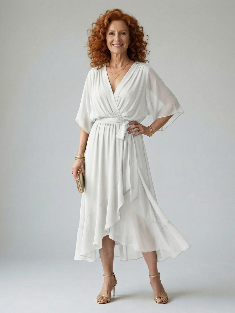 Women's Light Drape Midi Dress