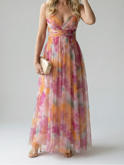 Women's Soft Wrap Floral Maxi Dress