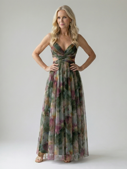 Women's Soft Wrap Floral Maxi Dress
