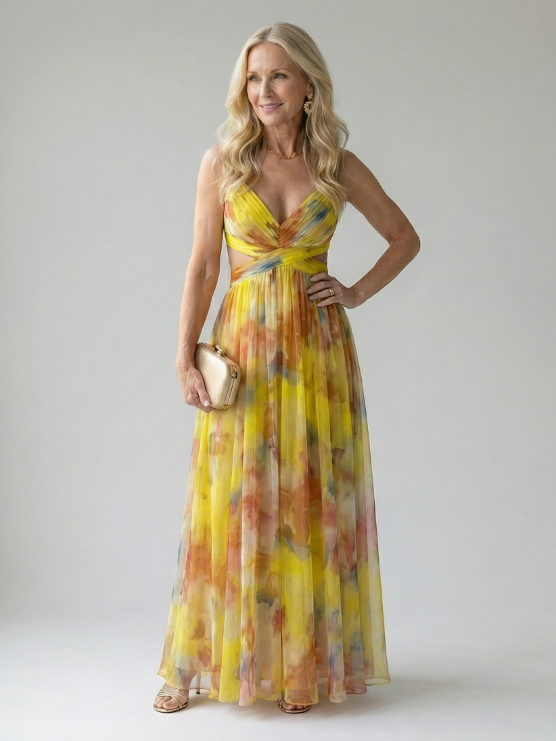 Women's Soft Wrap Floral Maxi Dress