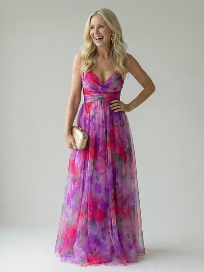 Women's Soft Wrap Floral Maxi Dress