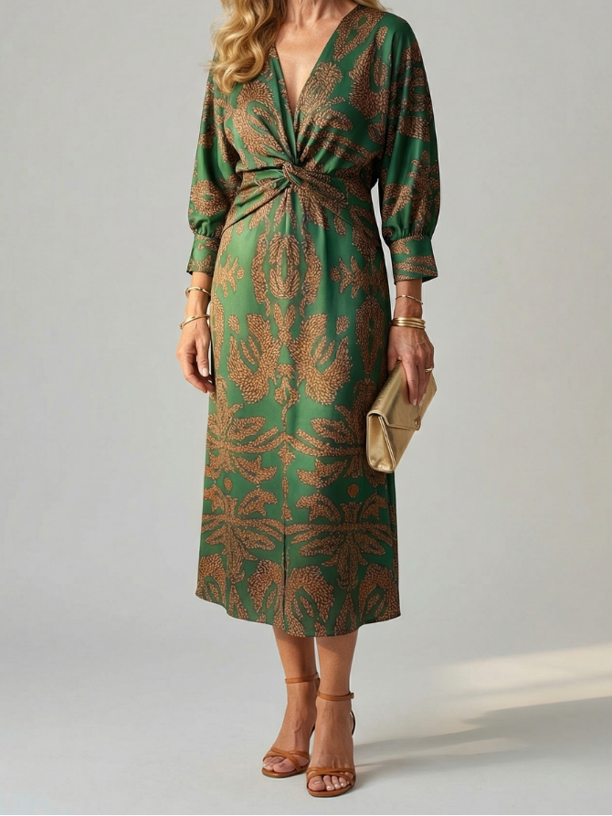 Women's Natural Wrap Midi Dress