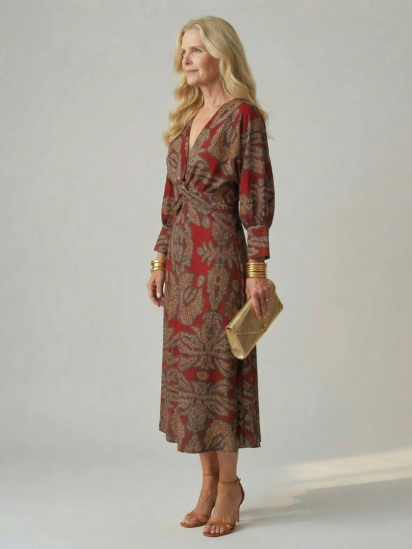 Women's Natural Wrap Midi Dress