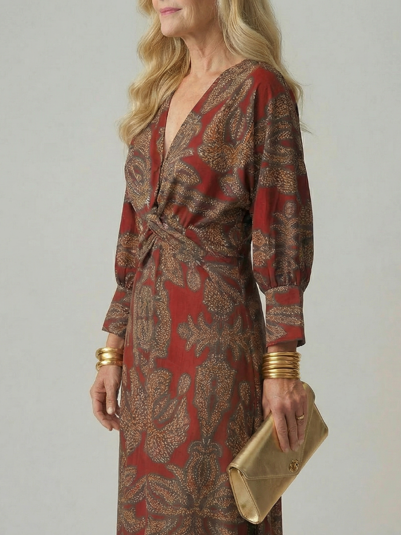 Women's Natural Wrap Midi Dress