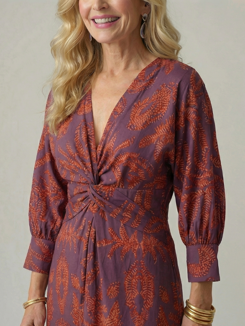 Women's Natural Wrap Midi Dress