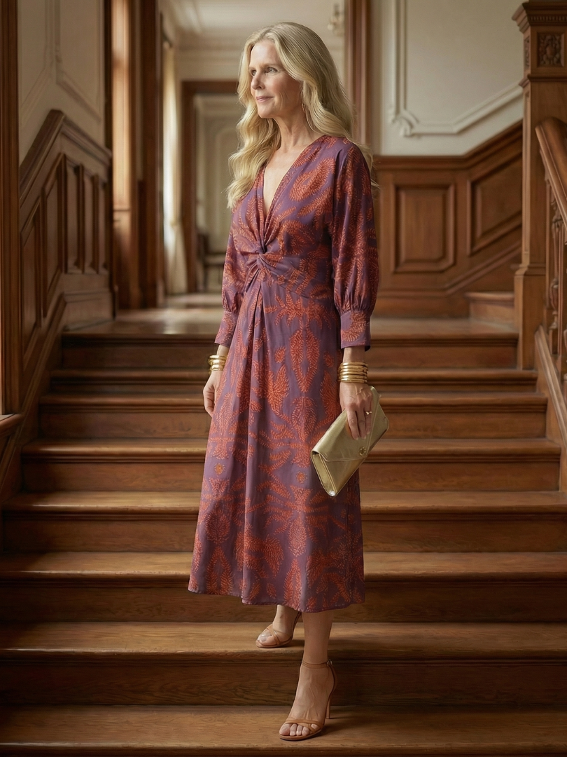 Women's Natural Wrap Midi Dress