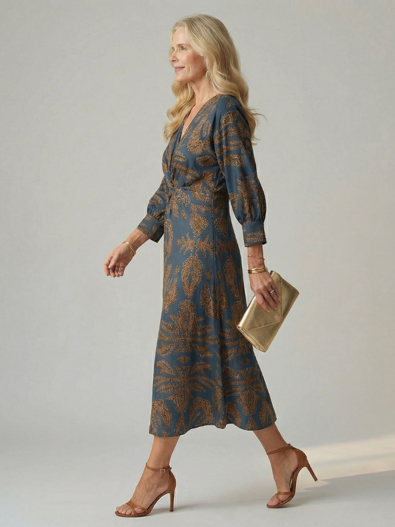 Women's Natural Wrap Midi Dress