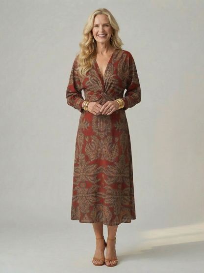 Women's Natural Wrap Midi Dress