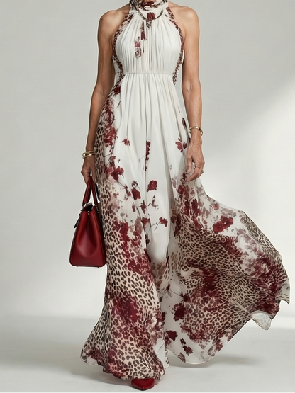 Women's Pleated Floral Maxi Dress