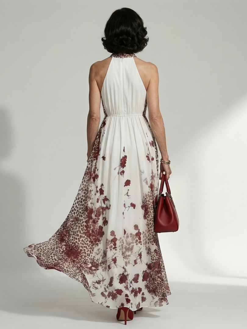 Women's Pleated Floral Maxi Dress