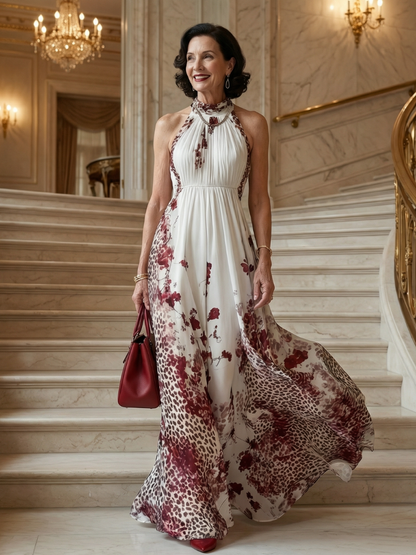 Women's Pleated Floral Maxi Dress