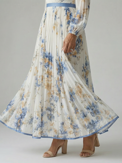 Women's Pleated Wrap Midi Dress