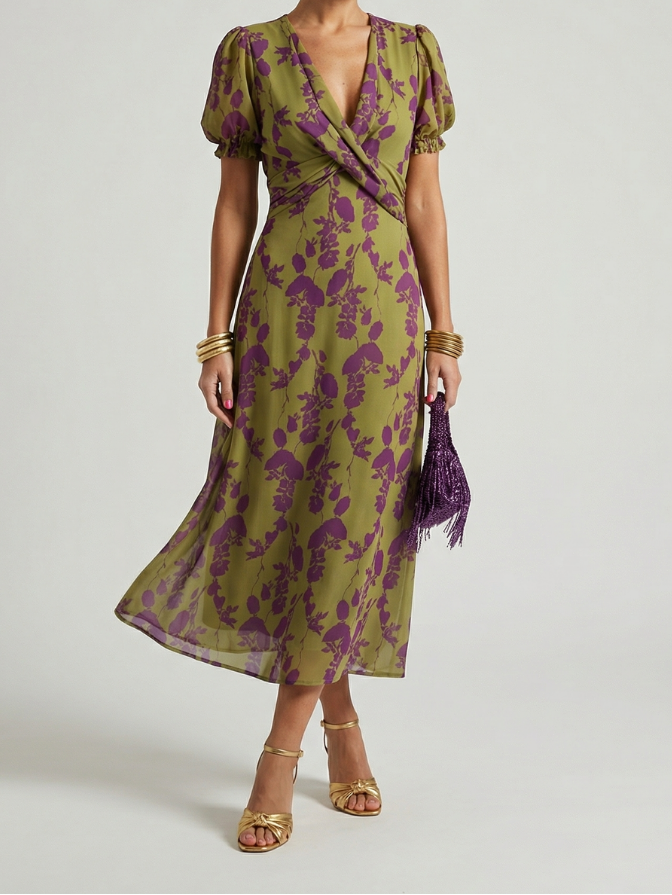 Women's Relaxed Floral Print Midi Dress