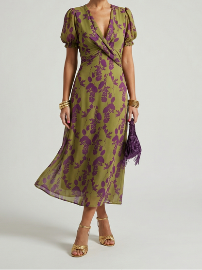 Women's Relaxed Floral Print Midi Dress